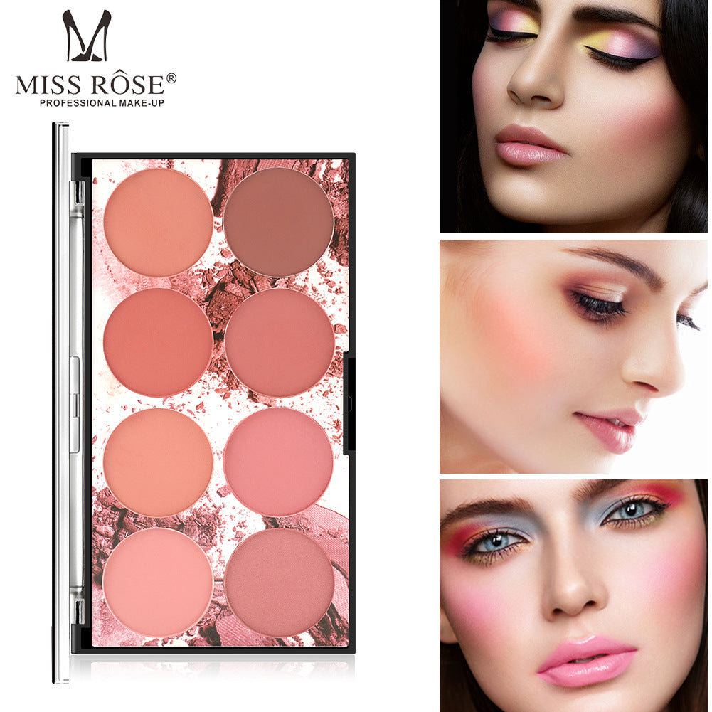 8-Color Blush Palette Matte Long Lasting Natural Nude & Red Blush Makeup Set