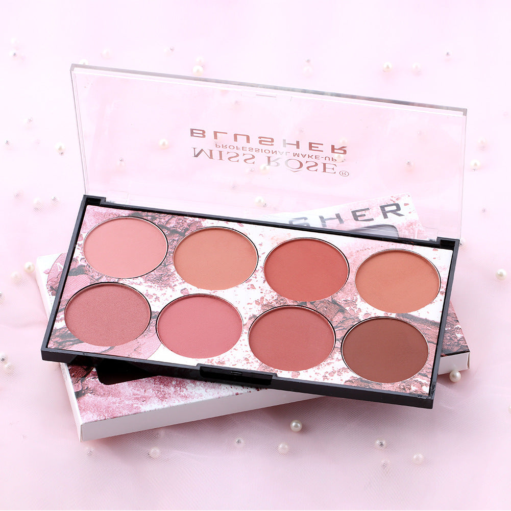 8-Color Blush Palette Matte Long Lasting Natural Nude & Red Blush Makeup Set